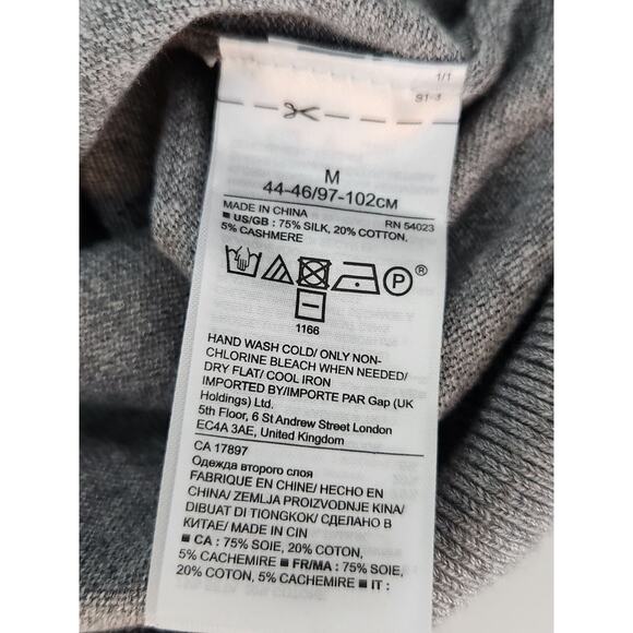 BANANA REPUBLIC Luxury Blend Silk Cashmere Striped Gray Crewneck Sweater M - Picture 4 of 8